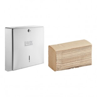 Lavex Stainless Steel Multifold Surface Mounted Paper Towel Dispenser with 4,000 Kraft M-Fold Paper Towels Lavex Stainless Steel Multifold Surface Mounted Paper Towel Dispenser with 4,000 Kraft M-Fold Paper Towels
