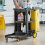 Lavex Premium Black 3-Shelf Janitor Cart Kit with Yellow Bag, Black Zippered Bag, and Lid Lavex Premium Black 3-Shelf Janitor Cart Kit with Yellow Bag, Black Zippered Bag, and Lid
