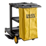 Lavex Premium Black 3-Shelf Janitor Cart Kit with Yellow Bag, Black Zippered Bag, and Lid Lavex Premium Black 3-Shelf Janitor Cart Kit with Yellow Bag, Black Zippered Bag, and Lid