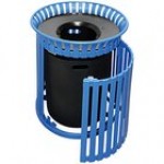 Wausau Tile MF3280 36 Gallon Flat Steel Round Trash Can with Wide Aluminum Funnel Lid and Side Door Wausau Tile MF3280 36 Gallon Flat Steel Round Trash Can with Wide Aluminum Funnel Lid and Side Door