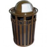 Witt Industries M3600-R-DT-GN Oakley 36 Gallon Green Steel Round Outdoor Decorative Trash Can with Push Door Dome Top Lid and Ring Accent Band Witt Industries M3600-R-DT-GN Oakley 36 Gallon Green Steel Round Outdoor Decorative Trash Can with Push Door Dome Top Lid and Ring Accent Band