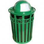 Witt Industries M3600-R-DT-GN Oakley 36 Gallon Green Steel Round Outdoor Decorative Trash Can with Push Door Dome Top Lid and Ring Accent Band Witt Industries M3600-R-DT-GN Oakley 36 Gallon Green Steel Round Outdoor Decorative Trash Can with Push Door Dome Top Lid and Ring Accent Band
