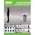 Toter ANA32-00BST 32 Gallon Brownstone Rotational Molded Wheeled Rectangular Trash Can with Lid