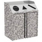 Lakeside 4415BS Stainless Steel Rectangular Refuse / Recycle / Paper Station with Front Access and Beige Suede Laminate Finish - 37 1/2