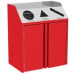 Lakeside 4415BS Stainless Steel Rectangular Refuse / Recycle / Paper Station with Front Access and Beige Suede Laminate Finish - 37 1/2