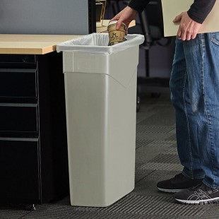 Carlisle 34202306 Trimline 23 Gallon Beige Slim Rectangular Trash Can