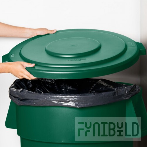 Carlisle 84105609 Bronco 55 Gallon Green Flat Round Trash Can Lid