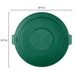 Carlisle 84105609 Bronco 55 Gallon Green Flat Round Trash Can Lid