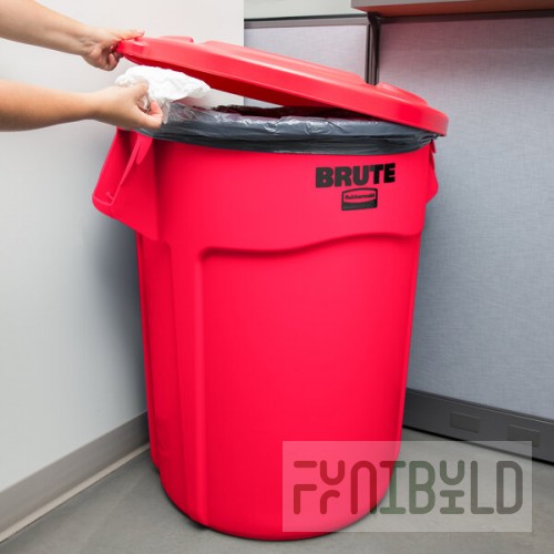 Rubbermaid® BRUTE 55 Gallon Red Round Trash Can and Lid