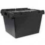 American Metalcraft SCBL Black Stackable Chafer Box / Storage Crate with Attached Lid - 22 3/4