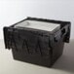 American Metalcraft SCBL Black Stackable Chafer Box / Storage Crate with Attached Lid - 22 3/4