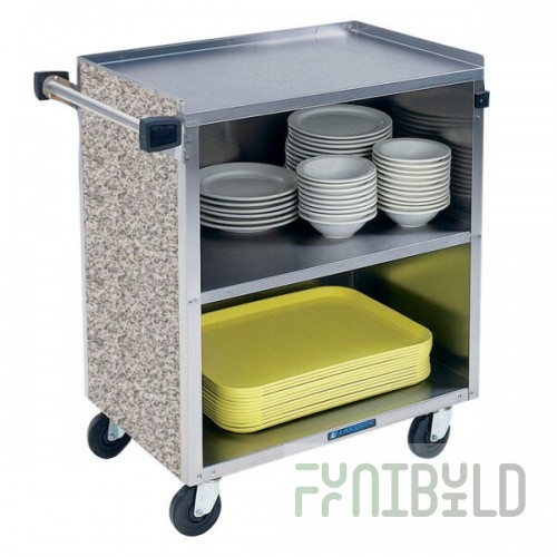 Lakeside 622GS Shelf Medium Duty Stainless Steel Utility Cart with Enclosed Base and Gray Sand Finish - 30 3/4