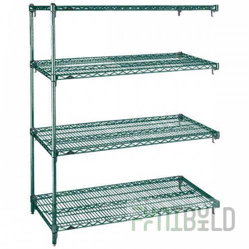 Metro AA526K3 Super Adjustable Metroseal Green 4-Shelf Wire Stationary Add On Unit - 24