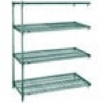 Metro AA526K3 Super Adjustable Metroseal Green 4-Shelf Wire Stationary Add On Unit - 24 Metro AA526K3 Super Adjustable Metroseal Green 4-Shelf Wire Stationary Add On Unit - 24