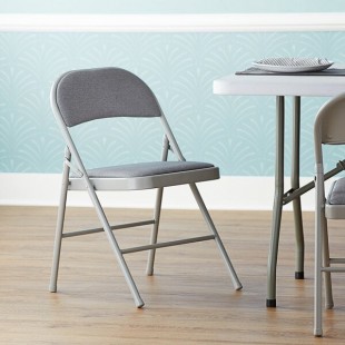 Lancaster Table & Seating Gray Fabric Folding Chair with Padded Seat Lancaster Table & Seating Gray Fabric Folding Chair with Padded Seat