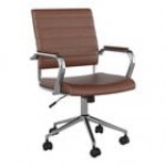 Martha Stewart Piper Black Faux Leather Swivel Office Chair with Polished Nickel Finish