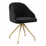 Martha Stewart Piper Black Faux Leather Swivel Office Chair with Polished Nickel Finish