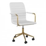 Martha Stewart Piper Black Faux Leather Swivel Office Chair with Polished Nickel Finish