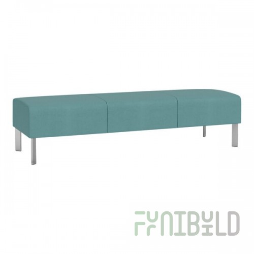 Lesro Luxe Lounge Series Patriot Plus Sea Vinyl 3-Seat Bench with Steel Legs