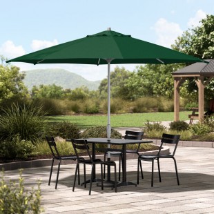 Lancaster Table & Seating 11' Round Forest Green Crank Lift Silver Aluminum Umbrella