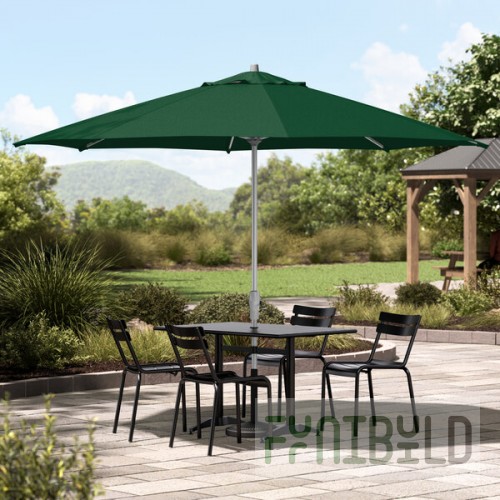 Lancaster Table & Seating 11' Round Forest Green Crank Lift Silver Aluminum Umbrella