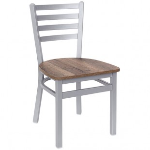 BFM Seating Lima Silver Mist Steel Customizable Ladder Back Side Chair with Relic Knotty Pine Seat BFM Seating Lima Silver Mist Steel Customizable Ladder Back Side Chair with Relic Knotty Pine Seat