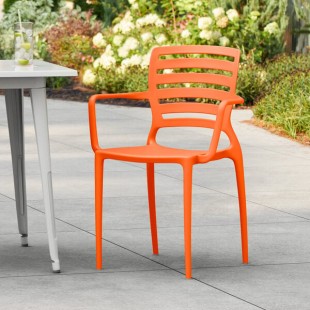 Lancaster Table & Seating Sol Sunset Orange Resin Arm Chair Lancaster Table & Seating Sol Sunset Orange Resin Arm Chair