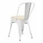 Lancaster Table & Seating Alloy Pearl White Outdoor Cafe Chair with Tan Fabric Magnetic Cushion Lancaster Table & Seating Alloy Pearl White Outdoor Cafe Chair with Tan Fabric Magnetic Cushion