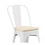 Lancaster Table & Seating Alloy Pearl White Outdoor Cafe Chair with Tan Fabric Magnetic Cushion Lancaster Table & Seating Alloy Pearl White Outdoor Cafe Chair with Tan Fabric Magnetic Cushion