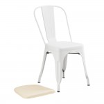 Lancaster Table & Seating Alloy Pearl White Outdoor Cafe Chair with Tan Fabric Magnetic Cushion Lancaster Table & Seating Alloy Pearl White Outdoor Cafe Chair with Tan Fabric Magnetic Cushion