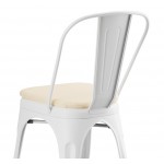 Lancaster Table & Seating Alloy Pearl White Outdoor Cafe Chair with Tan Fabric Magnetic Cushion Lancaster Table & Seating Alloy Pearl White Outdoor Cafe Chair with Tan Fabric Magnetic Cushion