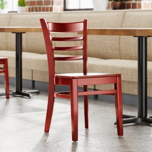 Lancaster Table & Seating Mahogany Finish Wood Ladder Back Chair with Mahogany Wood Seat - Detached Seat Lancaster Table & Seating Mahogany Finish Wood Ladder Back Chair with Mahogany Wood Seat - Detached Seat