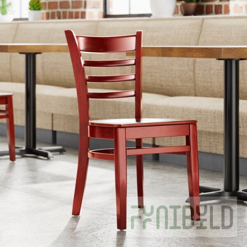 Lancaster Table & Seating Mahogany Finish Wood Ladder Back Chair with Mahogany Wood Seat - Detached Seat
