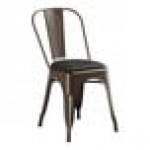 Lancaster Table & Seating Alloy Copper Indoor Cafe Chair with Black Vinyl Cushion Lancaster Table & Seating Alloy Copper Indoor Cafe Chair with Black Vinyl Cushion