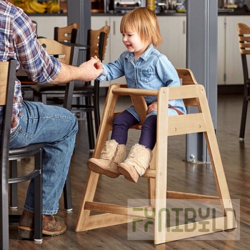Lancaster Table & Seating Standard Height Wooden High Chair with Natural Finish - Unassembled