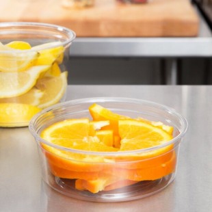 Fabri-Kal Alur 8 oz. Recycled Clear PET Plastic Round Deli Container - 50/Pack Fabri-Kal Alur 8 oz. Recycled Clear PET Plastic Round Deli Container - 50/Pack