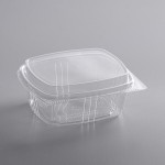 Choice 12 oz. Clear Recycled PET Tall Hinged Deli Container with Domed Lid - 50/Pack