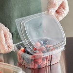 Choice 12 oz. Clear Recycled PET Tall Hinged Deli Container with Domed Lid - 50/Pack