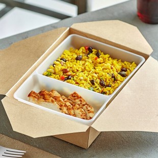 2-Compartment Polypropylene Food Holder Insert - 250/Case 2-Compartment Polypropylene Food Holder Insert - 250/Case