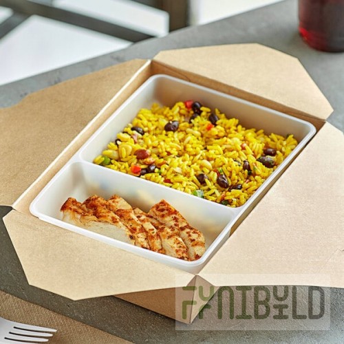2-Compartment Polypropylene Food Holder Insert - 250/Case