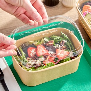 EcoChoice 16-32 oz. Rectangular Compostable PLA Take-Out Lid - 50/Pack