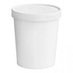 Huhtamaki 71846 32 oz. White Double Poly-Paper Food Cup with Vented Paper Lid - 250/Case