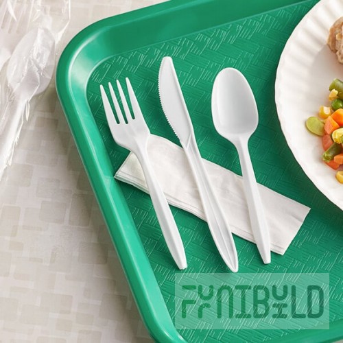 Choice Medium Weight White Wrapped Polypropylene Plastic Cutlery Set with Napkin - 500/Case