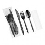 Choice Medium Weight White Wrapped Polypropylene Plastic Cutlery Set with Napkin - 500/Case Choice Medium Weight White Wrapped Polypropylene Plastic Cutlery Set with Napkin - 500/Case