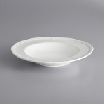 Acopa Condesa 28 oz. Pearl White Scalloped Wide Rim Porcelain Pasta Bowl - Sample