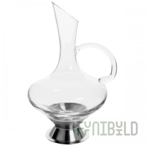 Franmara 9116 Virtual Orbital 64 oz. Crystal Decanter with Handle and Brushed Stainless Steel Base