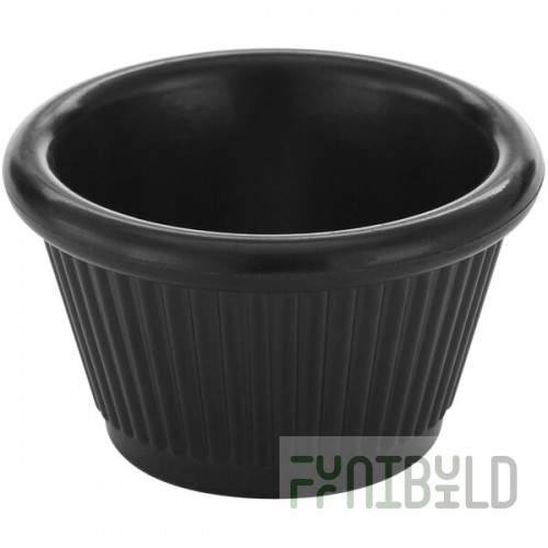 American Metalcraft 1.5 oz. Fluted Black Melamine Ramekin - 12/Case