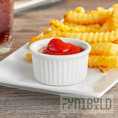 Acopa 2.5 oz. Bright White Fluted Porcelain Ramekin - 48/Case