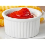 Acopa 2.5 oz. Bright White Fluted Porcelain Ramekin - 48/Case