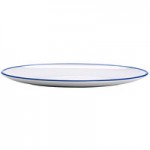 GET B-50-W/CB Settlement Bistro 4.5 oz. White Enamelware Melamine Small Round Side Dish with Cobalt Blue Trim - 48/Case